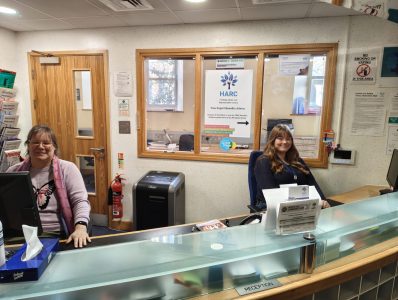 Abi on reception with Astrid